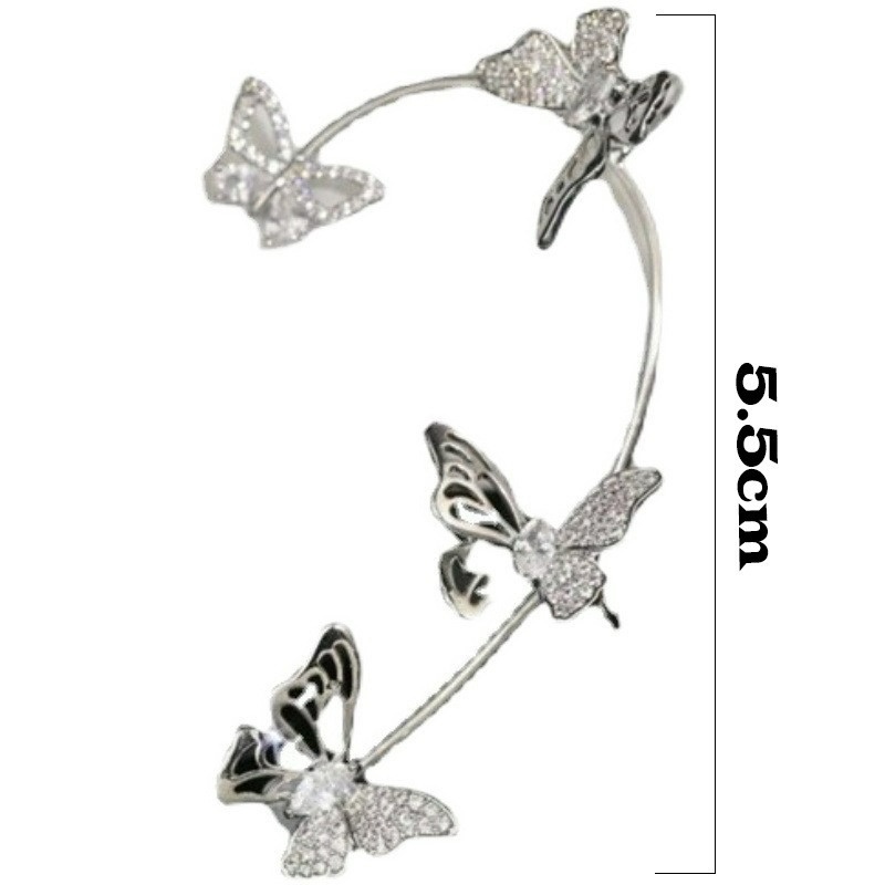 Khuyên Kẹp Vành Tai Hình Bướm Đính Đá Zircon Lấp Lánh Sang Trọng Cho Nữ