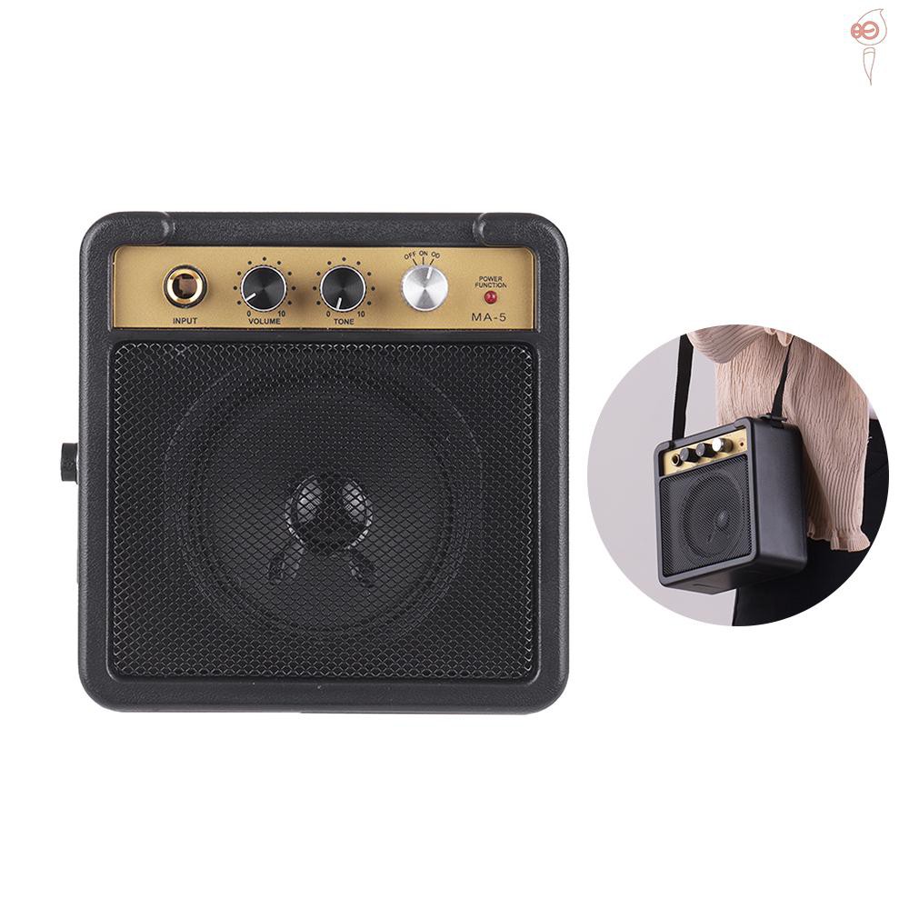 X&S Mini Guitar Amplifier Amp Speaker 5W with 6.35mm Input 1/4 Inch Headphone Output Supports Volume Tone Adjustment Overdrive