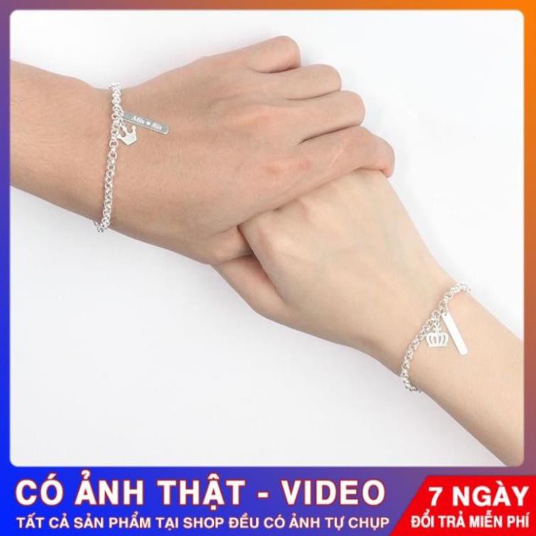 Lắc tay đôi bạc, vòng tay cặp nam nữ bạc ta sáng đẹp, trang sức Tuấn Thoan Jewelry