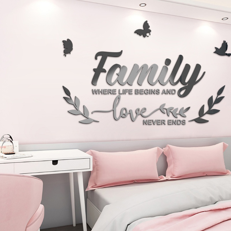 Gương Dán Tường Acrylic Hình Bướm 3D Tự Dính