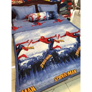 Bộ chăn hè ga gối 4 món dành cho đệm 1m4x2m vải cotton poly-mẫu siêu nhân nhện
