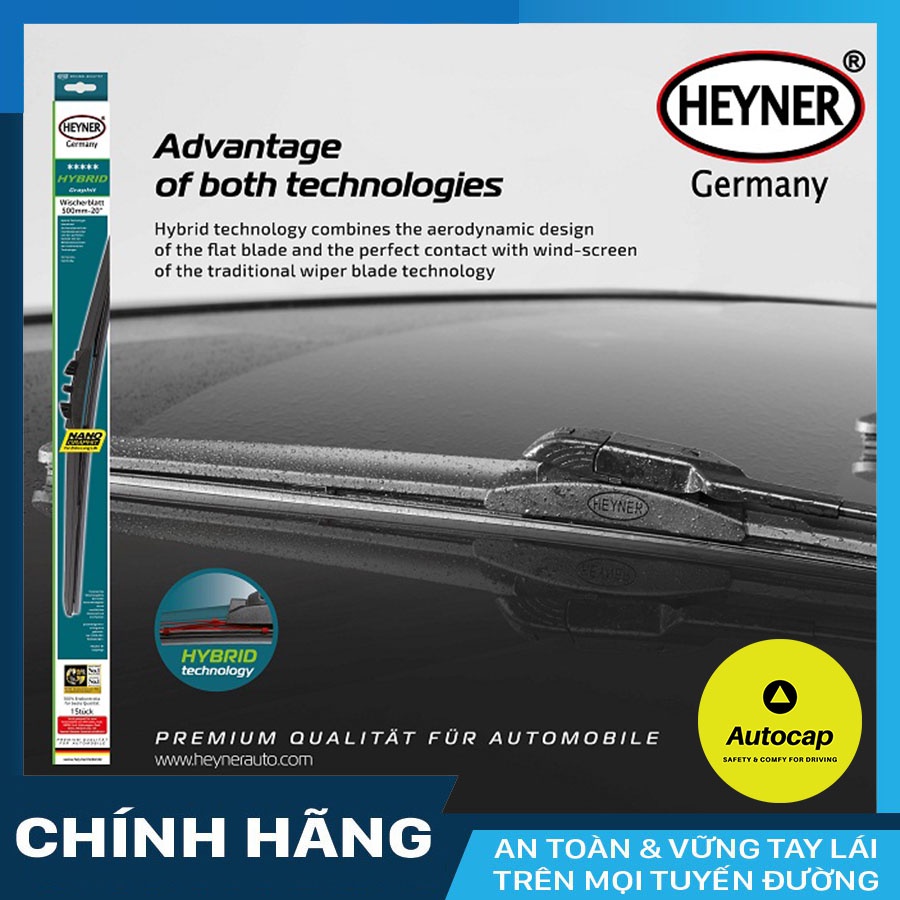 Gạt mưa Heyner Hybrid Nano (Germany) đủ size từ 14 - 32 inch