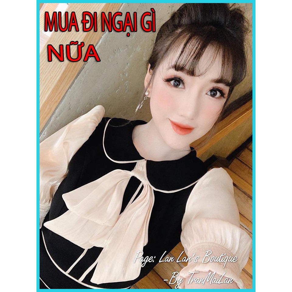 [SIÊU HOT] Đầm sơ mi dự tiệc cổ nơ phối voan kiếng thời trang cao cấp SUSU_FASHION193