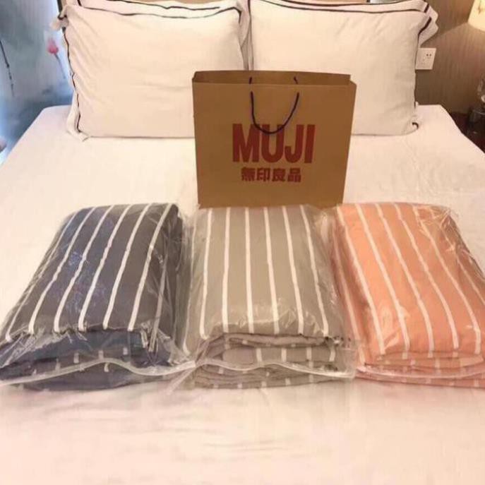 Chăn Hè Thu Cotton Đũi Kẻ Muji Nhật Bản