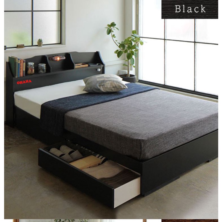 Giường ngủ cao cấp HMR Lõi xanh chống ẩm OHAHA 002- Black Bed