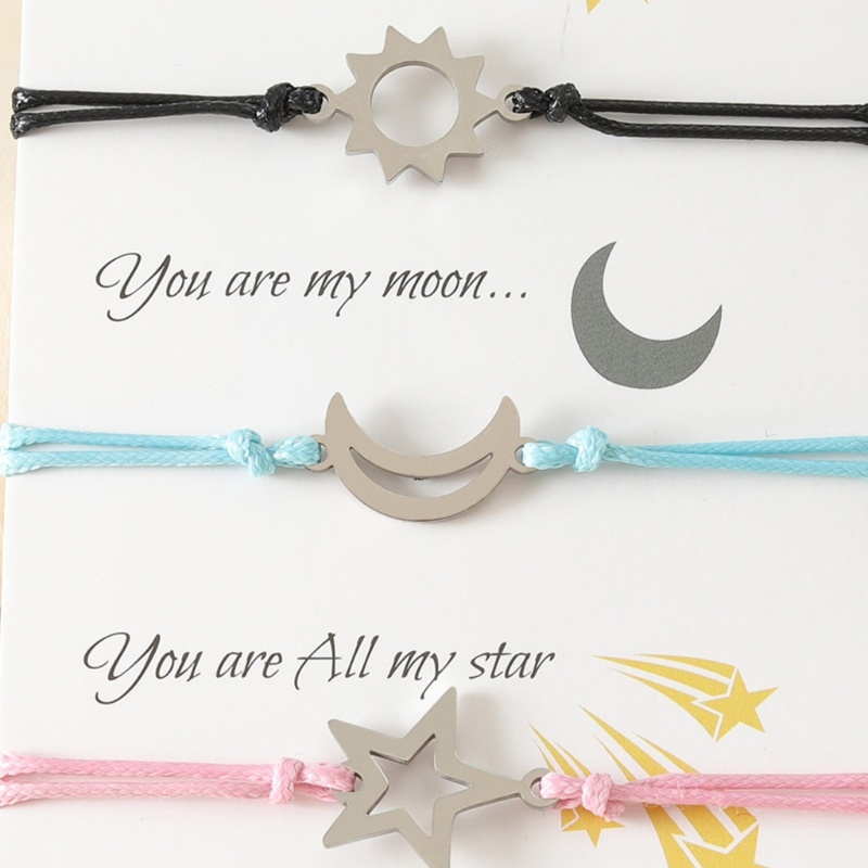 Flgo Vòng Tay Bện Dây Mặt Trời Mặt Trăng Ngôi Sao Sáng Tạo Cho Bạn Trai Bé Gái