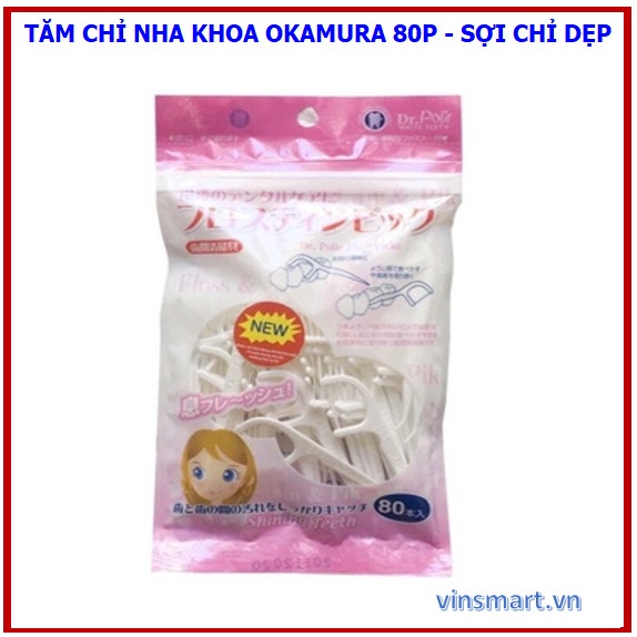 [Ảnh thật] Chỉ nha khoa nhật Dr.Polir Floss Picks gói 80 tăm sợi chỉ dẹp như hình đầu tiên