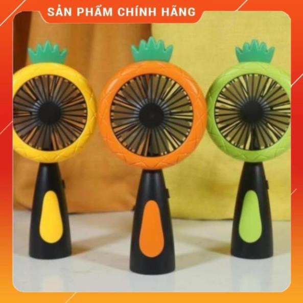 Quạt mini cầm tay để bàn hình quả dứa  tích điện cầm 2 mức gió (tặng dây sạc) nhỏ gọn dễ sử dụng