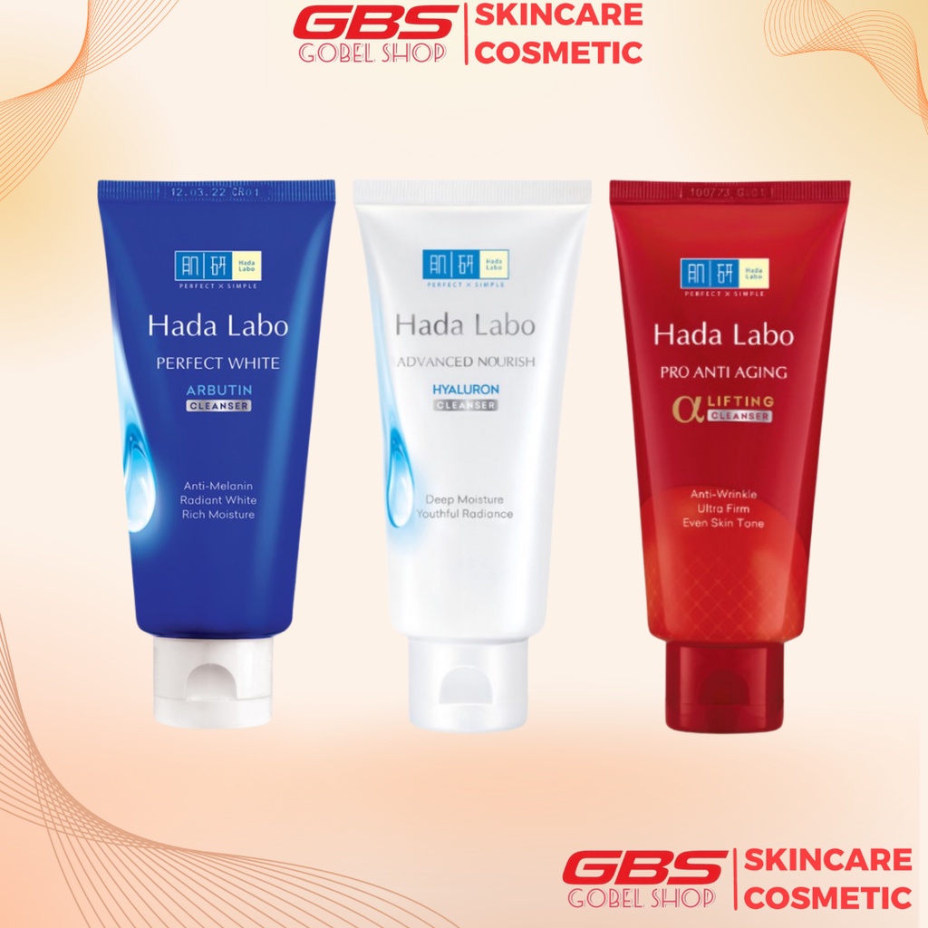 Sữa Rửa Mặt dưỡng trắng Hada Labo Perfect White / Pro Anti Aging α Lifting / Advanced Nourish Hyaluron Cleanser 80G