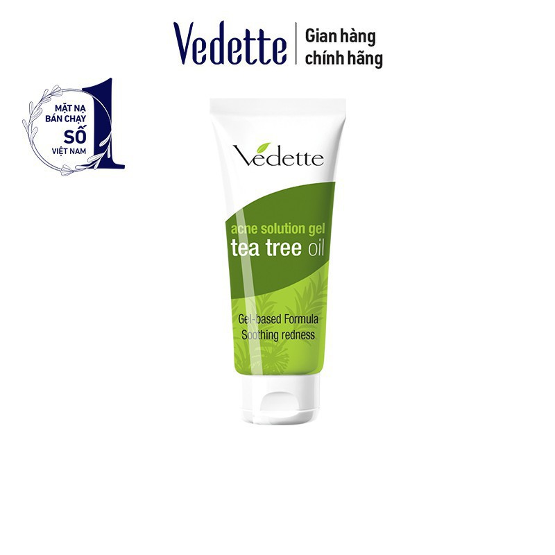 Bộ dưỡng da ngừa mụn tràm trà mini Vedette Tea Tree Oil Acne Solution - SRM 20ml, Gel 8ml, MNĐS 12g Bùn &amp; Nha Đam