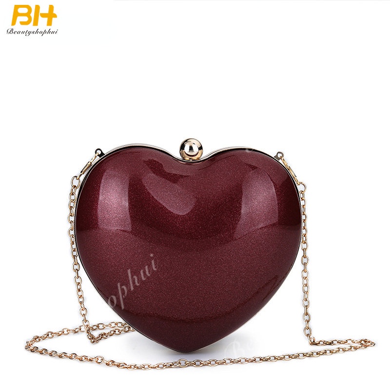 Túi Đeo Vai Cầm Tay Bằng Acrylic Phối Dây Xích Trang Trí Hình Trái Tim Thời Trang 2022 Dành Cho Nữ