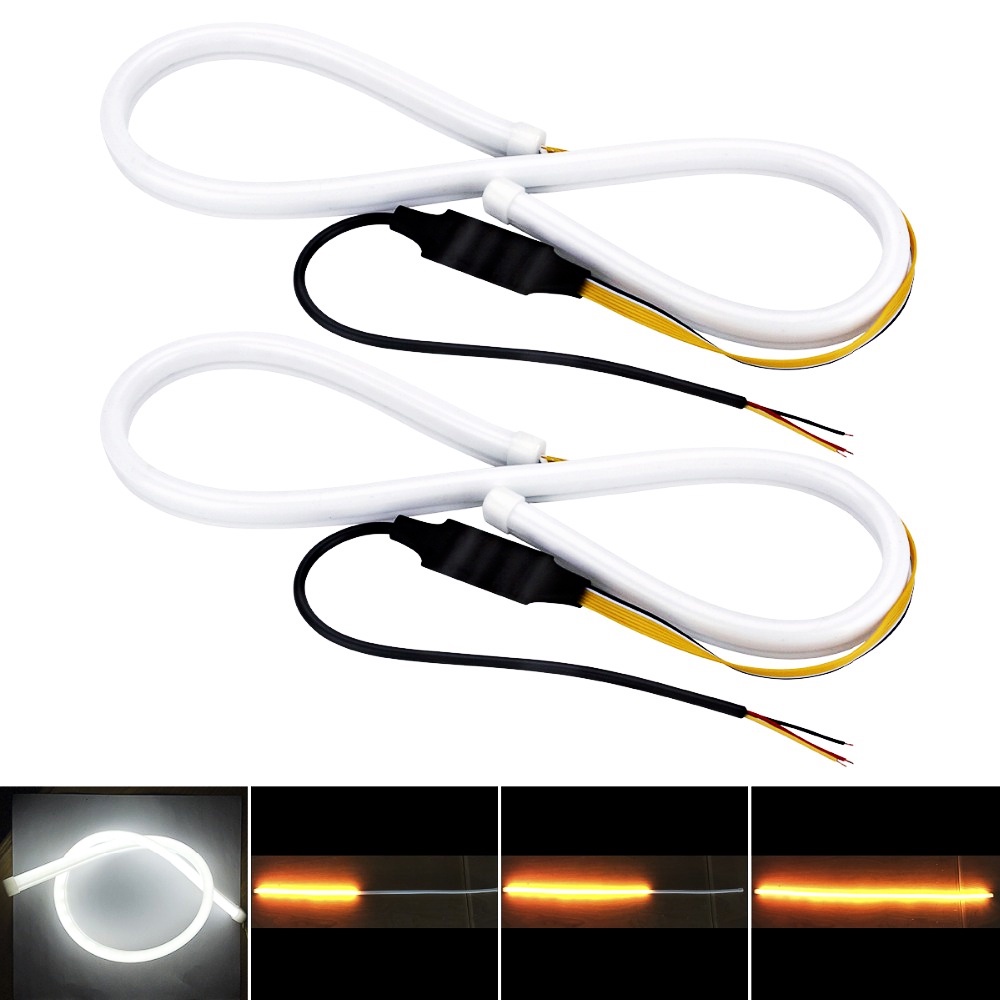 Bộ 2 Đèn LED DRL Chạy Ban Ngày Hai Màu Sắc Cho Xe Hơi