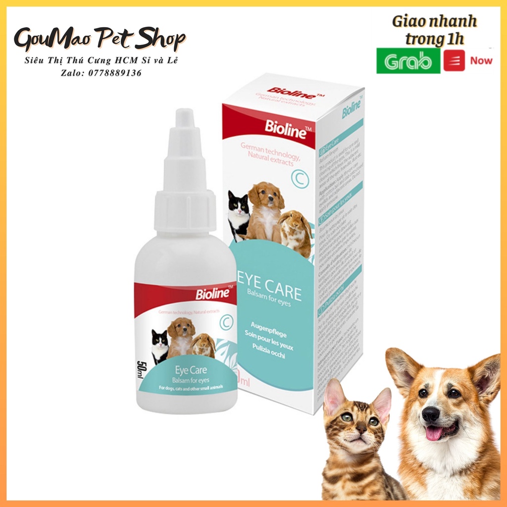Dung dịch nhỏ mắt cho chó mèo Eye care Bioline - GOUMAO PET