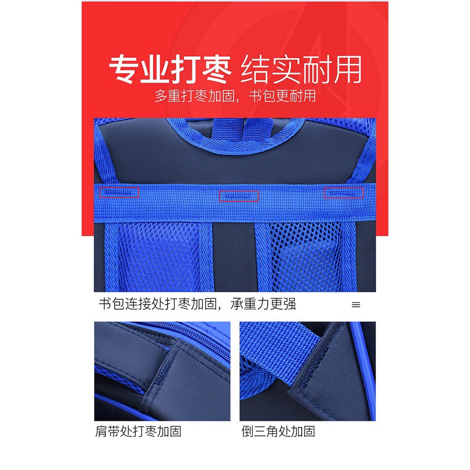 Balo người nhện đỏ Captain xanh hình in 3D cho bé trai đi học cấp 1 E136