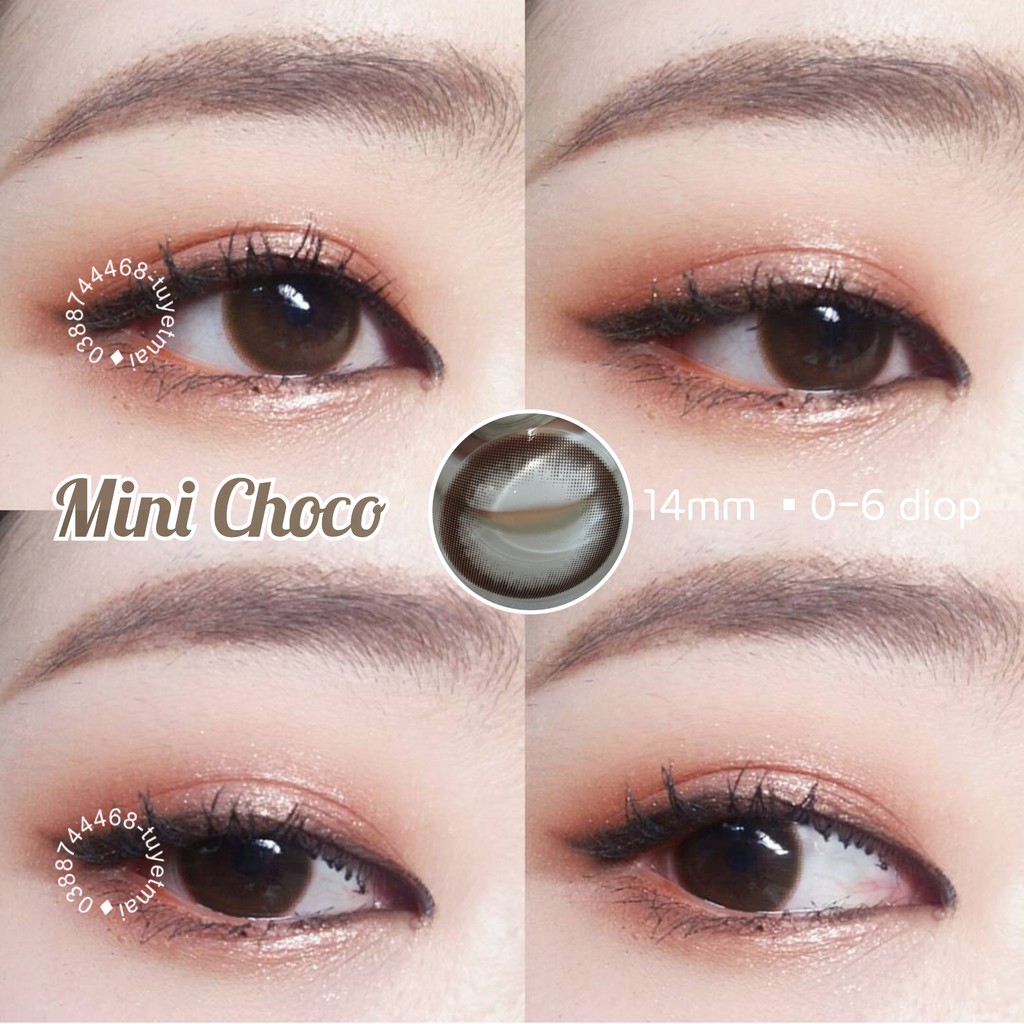 [ Ảnh Thật ] Lens Nâu Tự Nhiên Mini Choco 14mm 0-6 Độ - Kính Áp Tròng Hàn Quốc