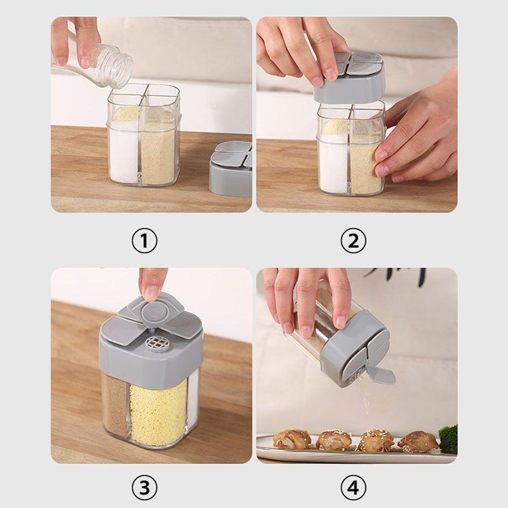 Hộp Đựng Gia Vị 4 Trong 1 Trong Suốt Có Nắp Đậy Tiện Dụng