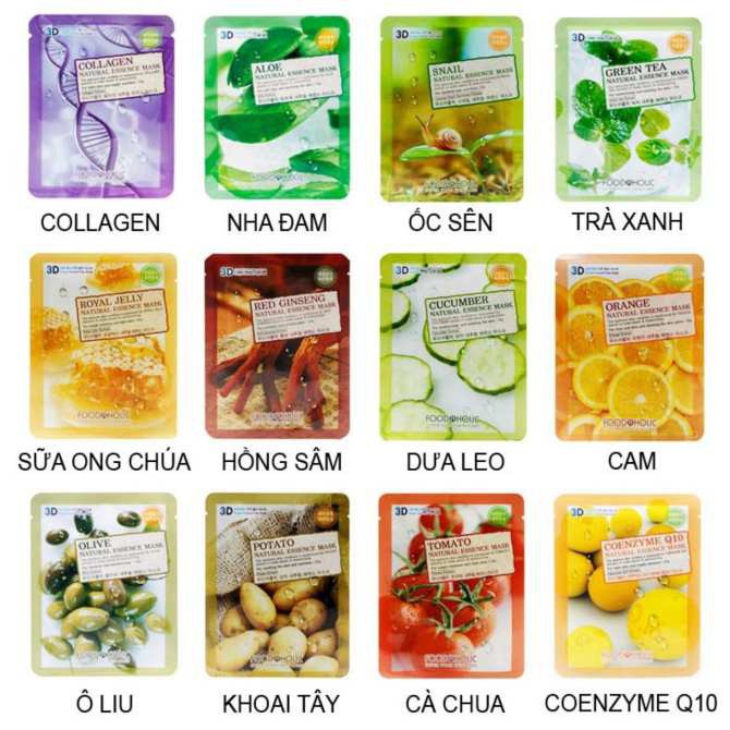 [CHÍNH HÃNG] Bộ 10 Gói Mặt Nạ Dưỡng Da Mịn Màng 3D Foodaholic Orange Natural Essence Mask 23ml x10