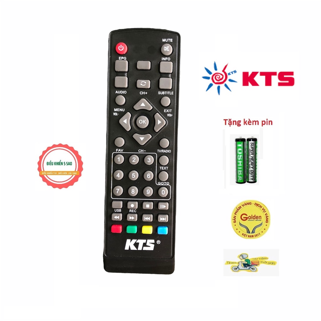Điều khiển đầu thu KTS  - tặng kèm pin - Remote đầu thu truyền hình kỹ