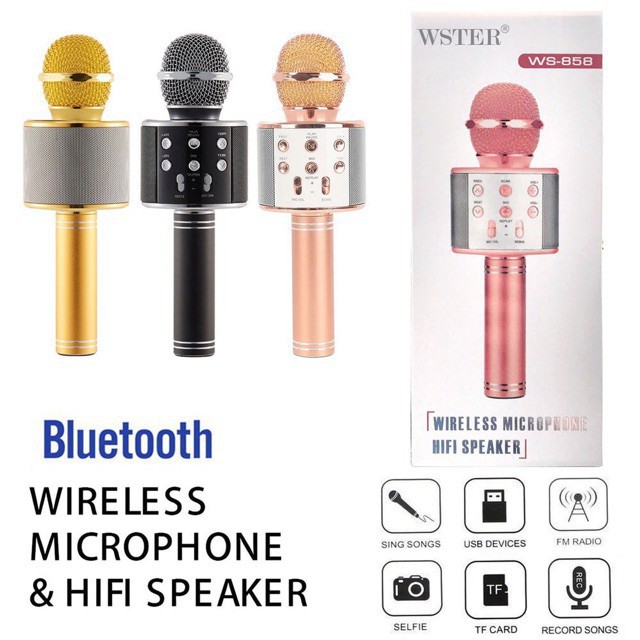 Micro Karaoke WS858 Đa năng Thế hệ MỚI NHẤT - Giao Màu Ngẫu Nhiên