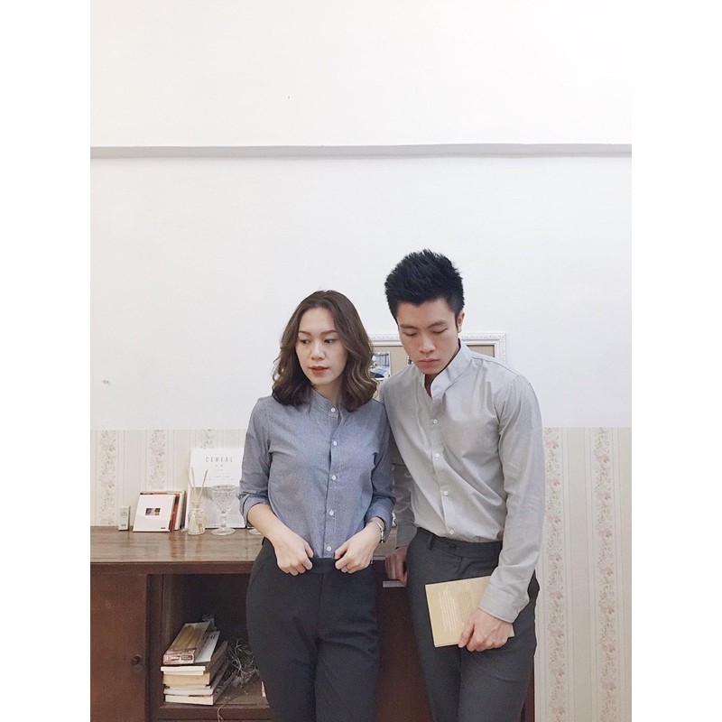 Áo sơmi nam/ unisex- Grandad Collar Shirt