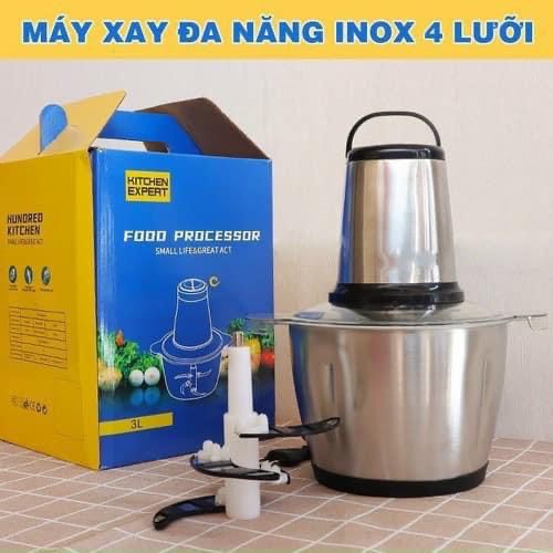 [BH 1 đổi 1 ] Máy Xay Thịt Cối Inox 4 Lưỡi Đa Năng, Công suất 250W- Xay thịt, xay tỏi ới, xay rau củ quả