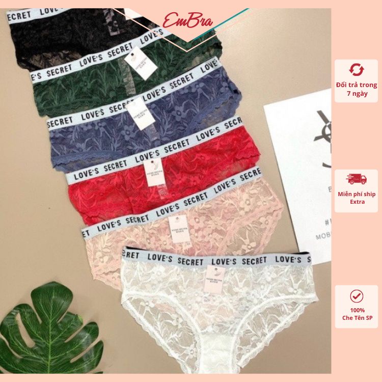 Quần lót nữ EMBRA Vic Love Secret họa tiết ren hoa kèm cạp trun cao cấp EBQL20