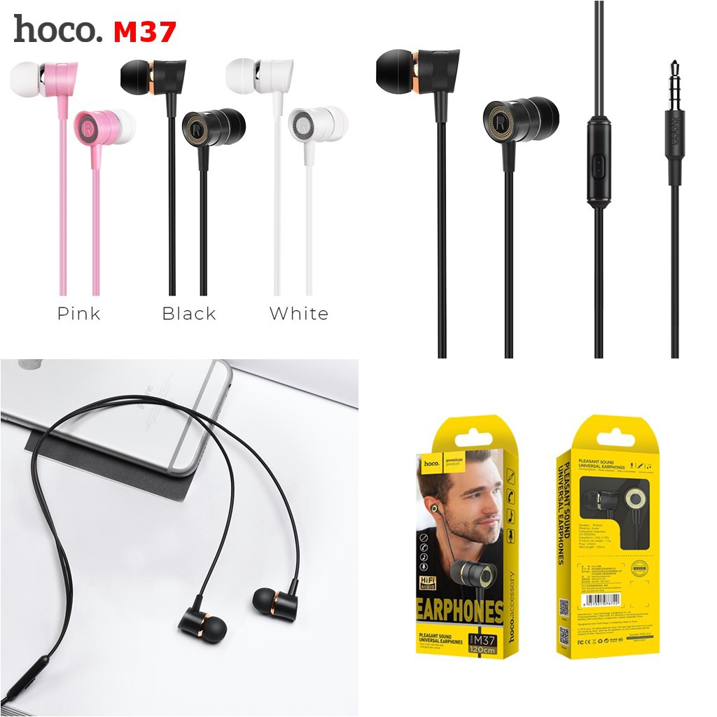 Tai nghe nhét tai In-Ear chính hãng HOCO âm thanh hay - Tai nghe phổ thông có dây kèm MIC và nút điều khiển, jack 3.5 mm