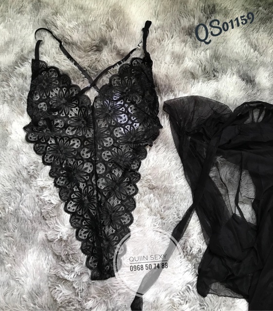 BS015 Bodysuit Ren Nữ Kèm Choàng Lưới Quyến Rũ Freesize Dưới 55kg | BigBuy360 - bigbuy360.vn