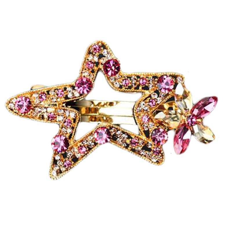 Kẹp Tóc Đuôi Ngựa Đính Đá Pha Lê Nhân Tạo Nhiều Màu Sắc Phong Cách Vintage Pháp Cho Nữ