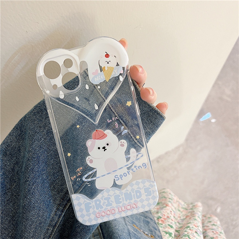 Ốp lưng iphone Ốp Điện Thoại Trong Suốt Hình Gấu Cho Apple 12 6/6splus/7/7plus/8/8plus/x/xr/xs/11/12/13/pro/max/plus/promax Dinuo case