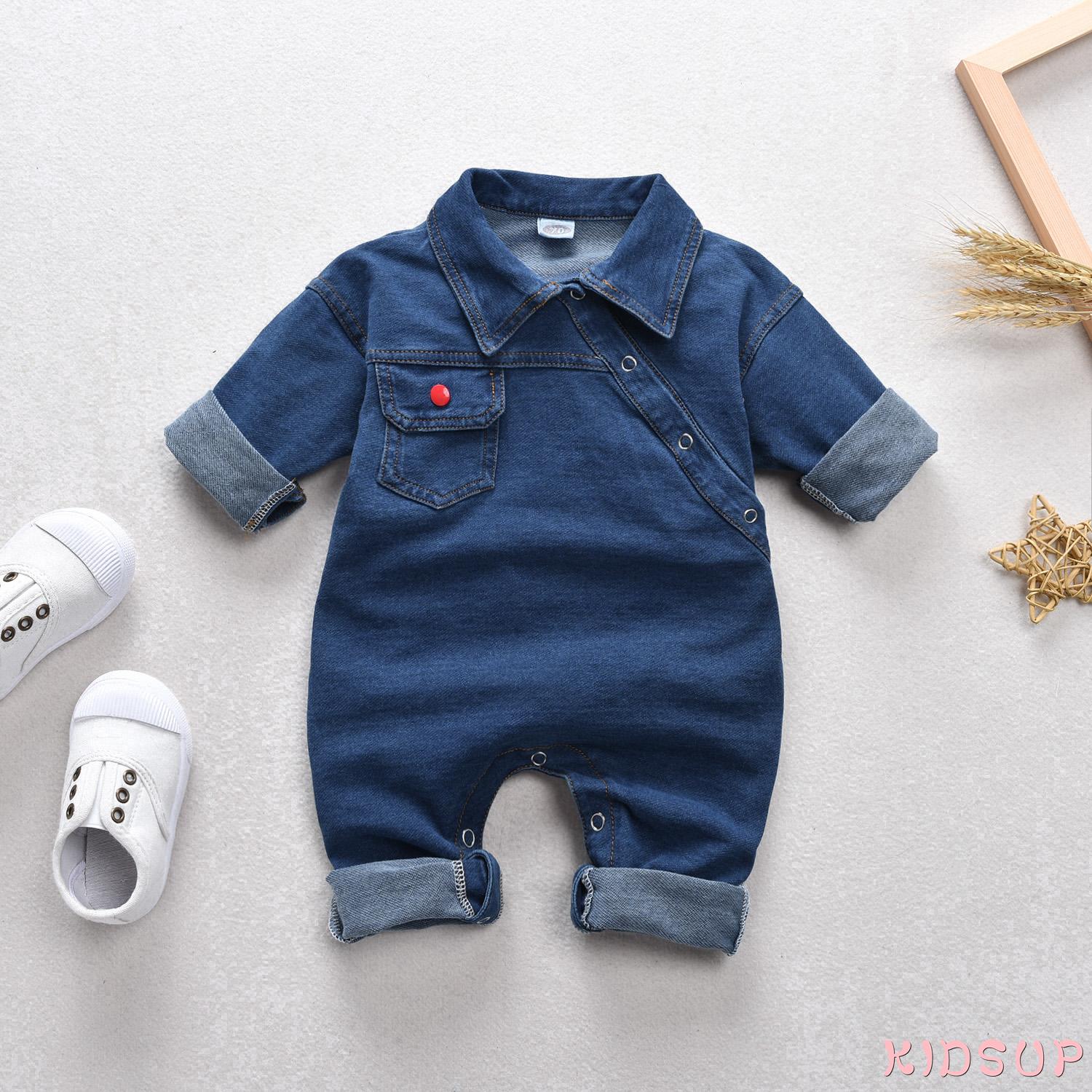 Bộ Áo Liền Quần Denim Cho Bé Trai Và Gái