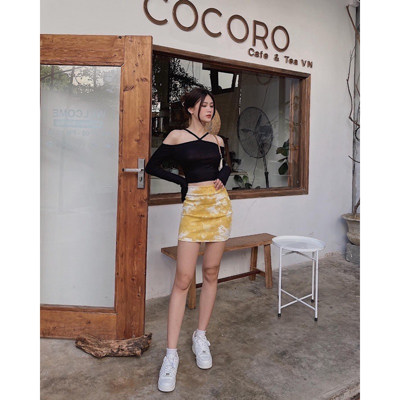 ÁO BẸT VAI YẾM TAY DÀI  Mie Croptop