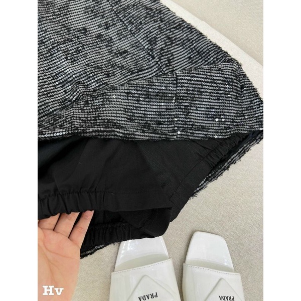Chân váy nhũ bling đen hàng QCL1