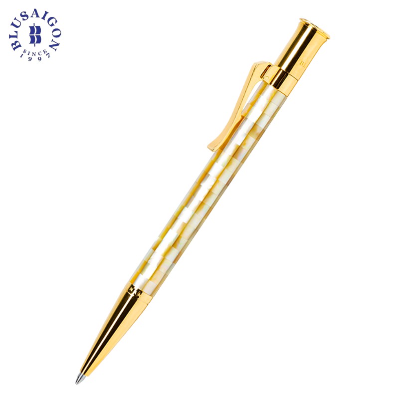 Bút Ký Cao Cấp BLUSAIGON Visionary Khảm Trai Vàng Bắc Úc Caro 003008002 - Khoen Vàng