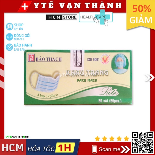 Khẩu Trang Y Tế Bảo Thạch Lite (3 Lớp - Hộp 50 Cái) -VT0581