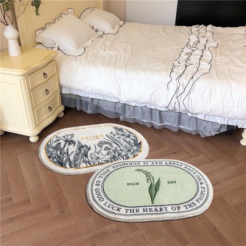 Thảm lót sàn mềm mại thấm hút chống trượt kiểu dáng đơn giản xinh xắn phong cách Bắc Âu