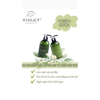 Combo dầu gội bưởi + dầu xả dừa hoa cúc vijully cosmetic