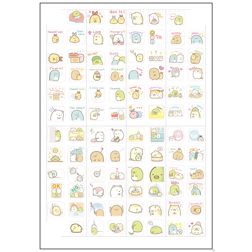 sticker sumikko hoạt hình SI3 hình dán dễ thương trang trí dán sổ dán điện thoại 1 tờ 7*19,5cm bullet journal