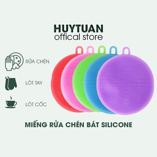 Miếng cọ rửa chén bát silicon tiện dụng - Miếng rửa chén silicon có quai treo thông minh