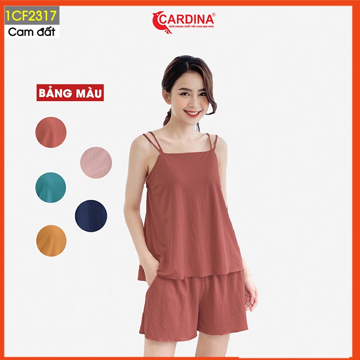 Đồ bộ nữ CARDINA chất cotton Nhật cao cấp quần đùi áo hai dây mềm mại mang đến vẻ đẹp nữ tính cho phái đẹp 1CF23.