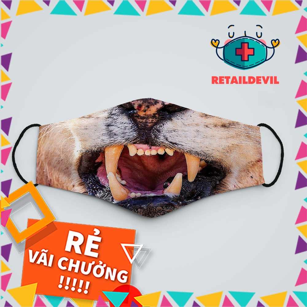 Khẩu Trang In Hình 3D Đẹp Mặt Thú_50 RetailDevil Dây Đeo Mềm, Đeo Thoải Mái, Không Đau Tai, Dễ Thở, Thoáng Khí