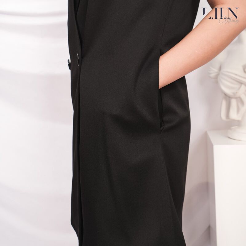 Áo vest gile nữ LIIN CLOTHING đủ size, dáng dài màu đen cổ Vest, phong cách Hàn Quốc thanh lịch V5200 | BigBuy360 - bigbuy360.vn