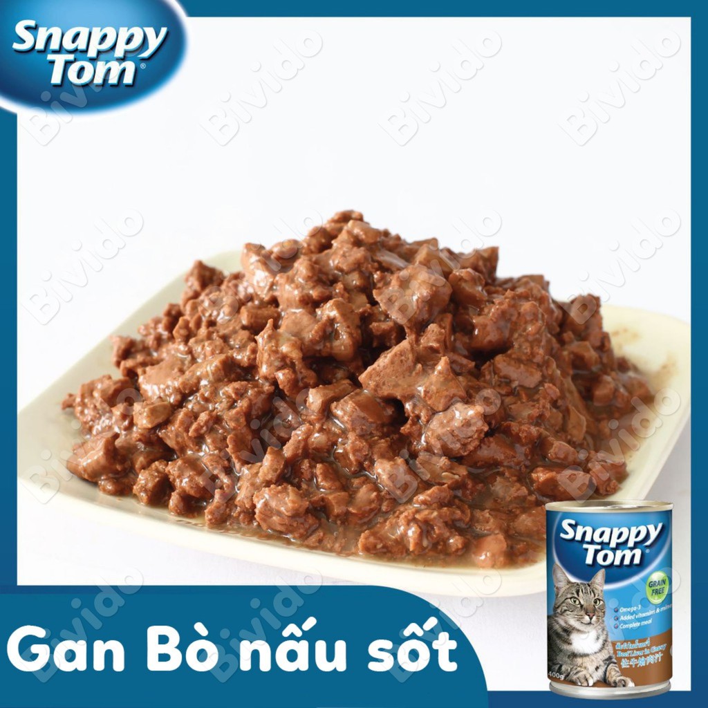 Pate cho mèo lớn Snappy Tom vị gà, cừu lon 400g - Bivido