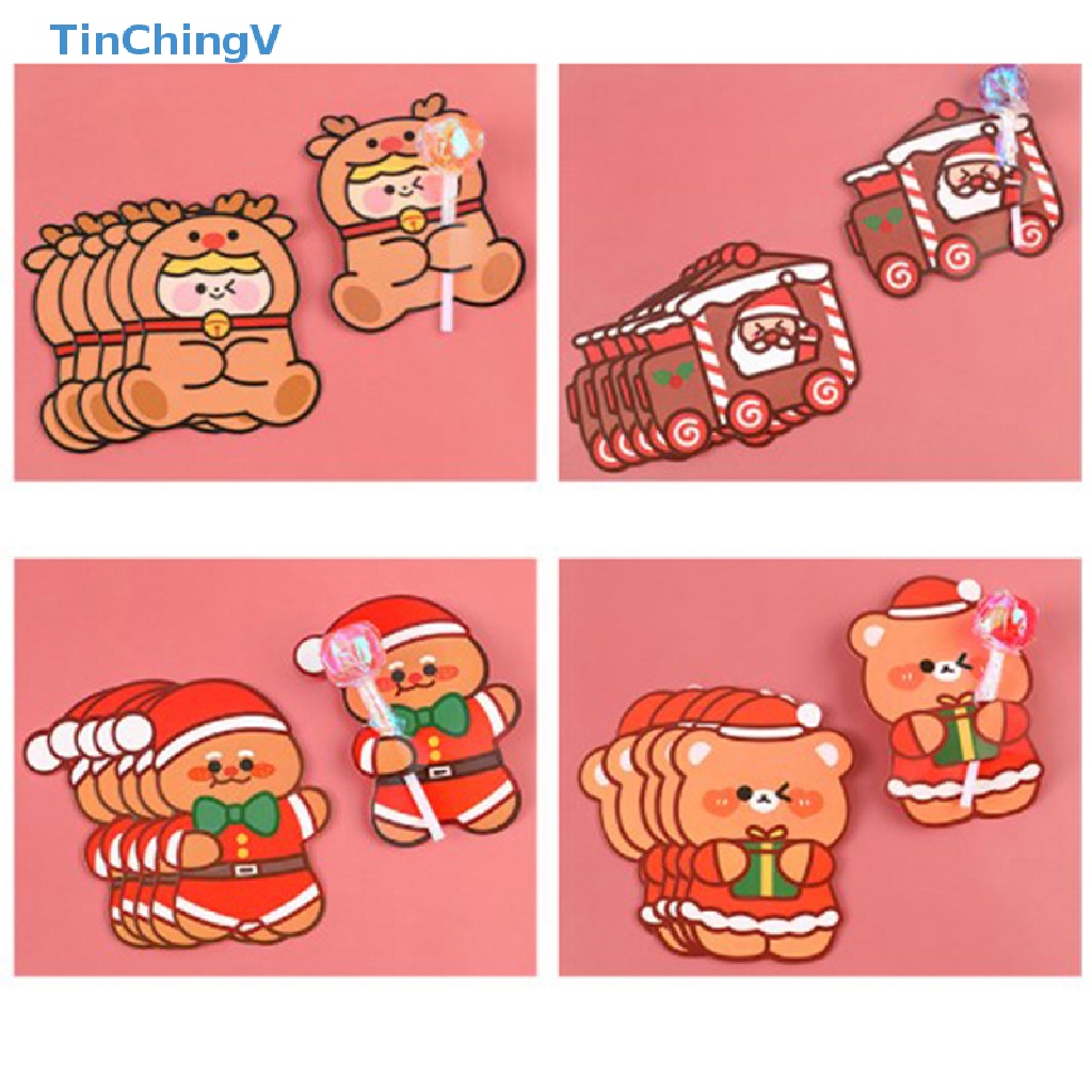 Bộ 5 Thẻ Hình Kẹo Mút Hoạt Hình Trang Trí Giáng Sinh / Năm Mới