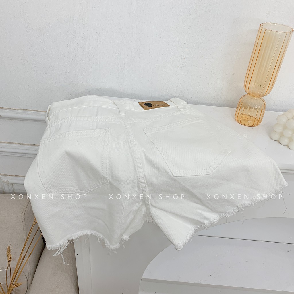 QUẦN SHORT JEAN NỮ ulzzang hàng xuất xịn rách cá tính màu trắng và màu xanh XONXEN SHOP size S M mã 1992