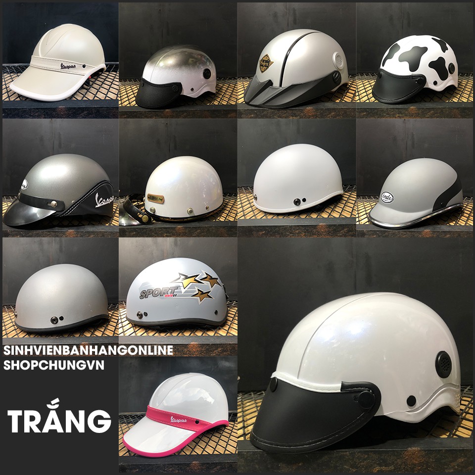 | 𝗪𝗵𝗶𝘁𝗲 𝐂𝐨𝐥𝐥𝐞𝐜𝐭𝐢𝐨𝐧 | Mũ Bảo Hiểm Thời Trang Sơn Màu Trắng Phổ Thông Unisex