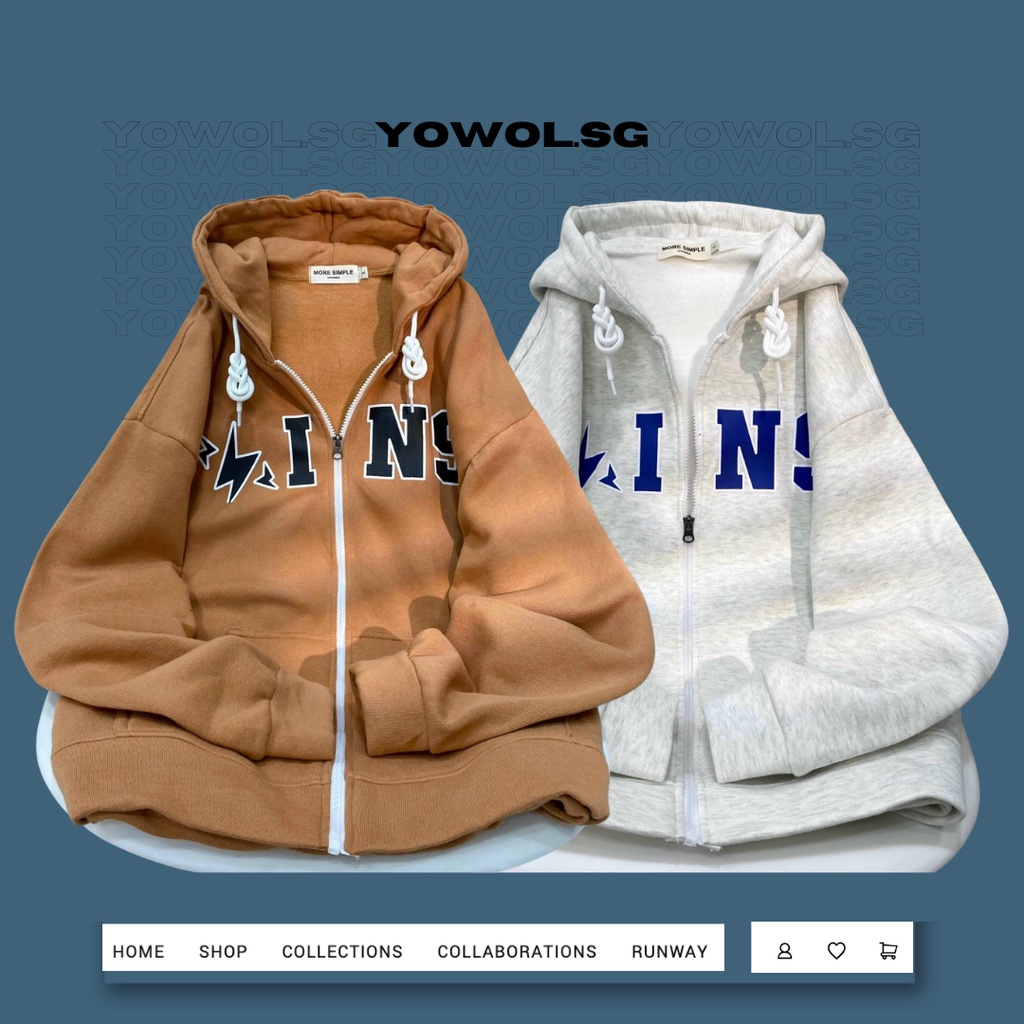 Áo Khoác Hoodie Zip IN Form Rộng Vải Nỉ Bông Dày Dặn Oversize Unisexi