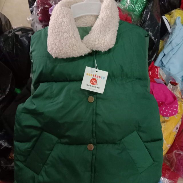 Áo gile phao cổ lông