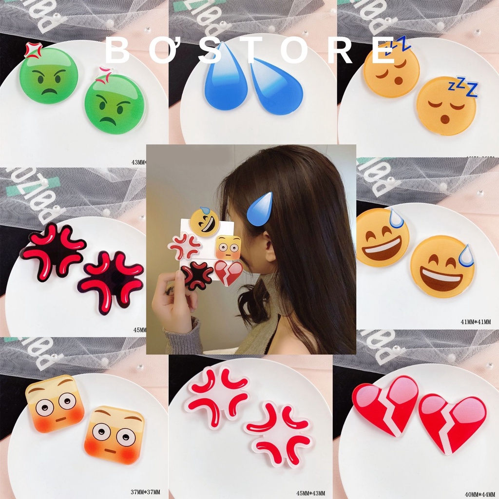 Kẹp tóc emoji icon cảm xúc vui nhộn Bơ Store