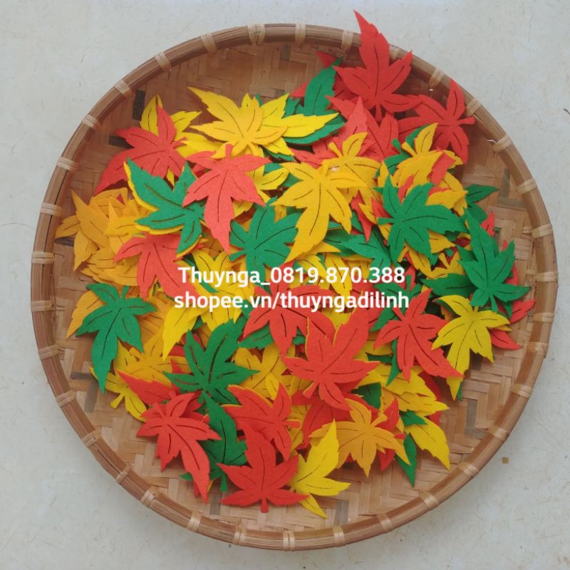 80 lá phong 3 màu vải nỉ 8.8 cm x 6.3 cm mầm non